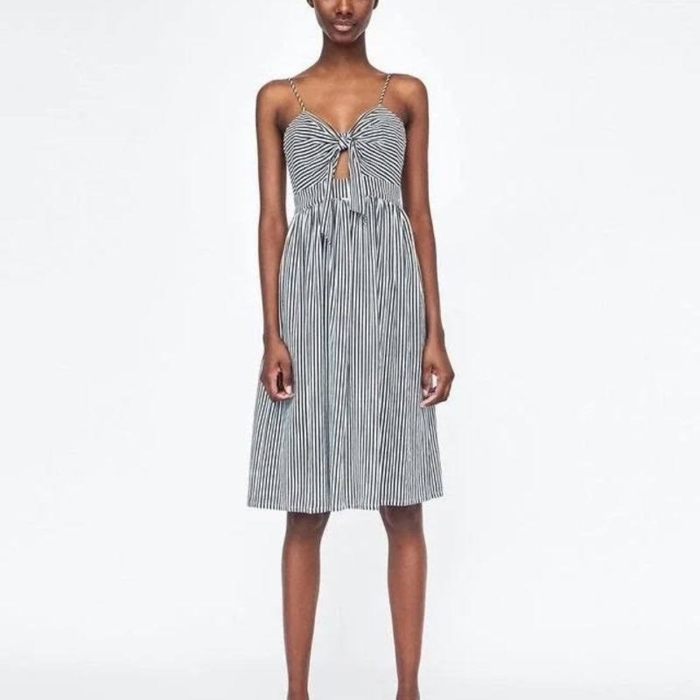 Zara Tie Striped Midi Dress
